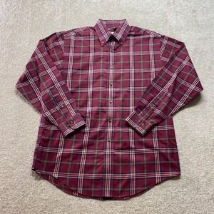 Brooks Brothers Shirt Mens Medium Plaid Button Down Long Sleeve